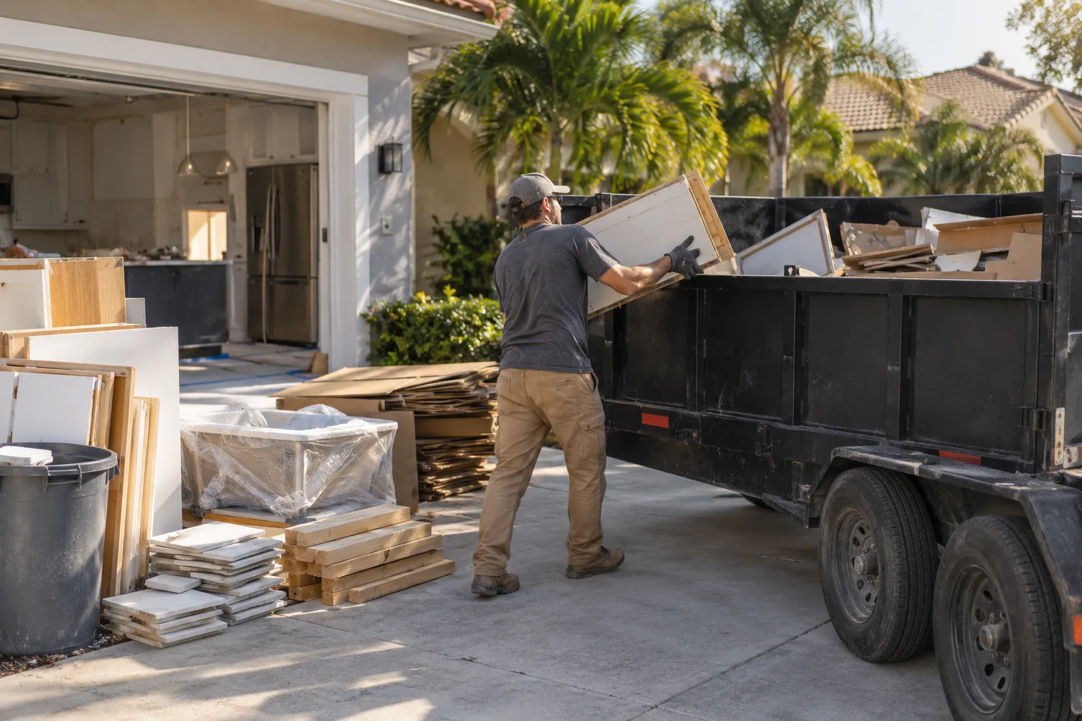 Renovation Debris Removal materials prepared for pickup